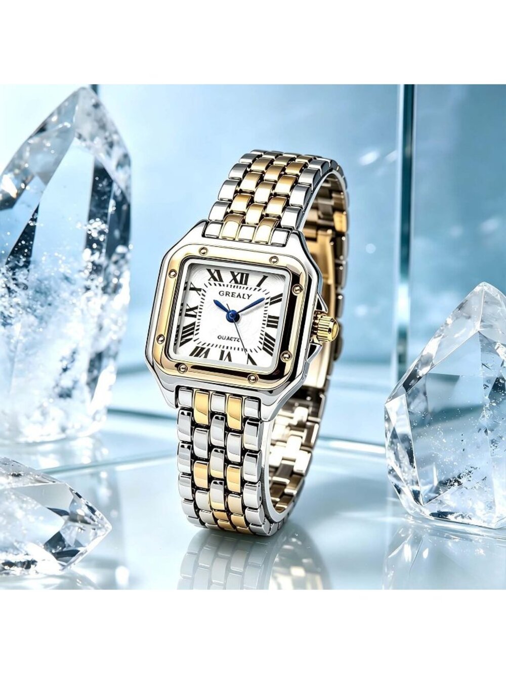 Women's Multicolor 2 Bracelets Set Roman Dial Bangle Stainless Steel Wrist Watch - Picture 7 of 7